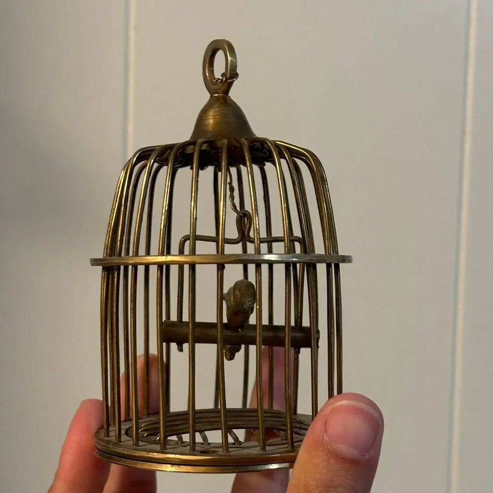 Vintage Brass Metal Handmade Bird Cage Decor 5"x 3.5" Made In India DAMAGED - Picture 3 of 7